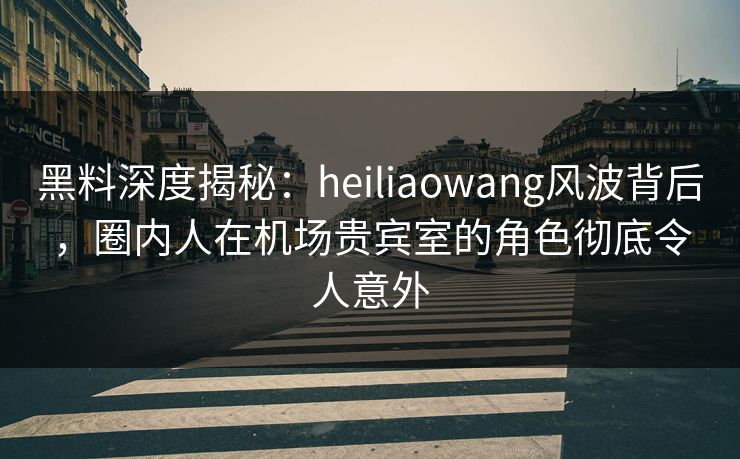 黑料深度揭秘：heiliaowang风波背后，圈内人在机场贵宾室的角色彻底令人意外