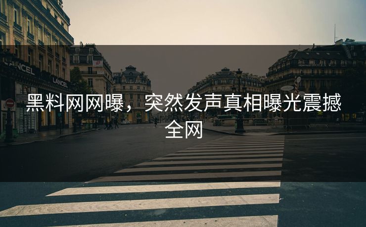 黑料网网曝，突然发声真相曝光震撼全网