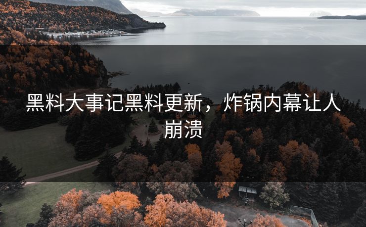 黑料大事记黑料更新，炸锅内幕让人崩溃