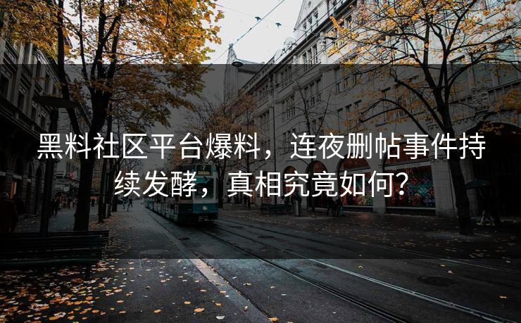 黑料社区平台爆料，连夜删帖事件持续发酵，真相究竟如何？