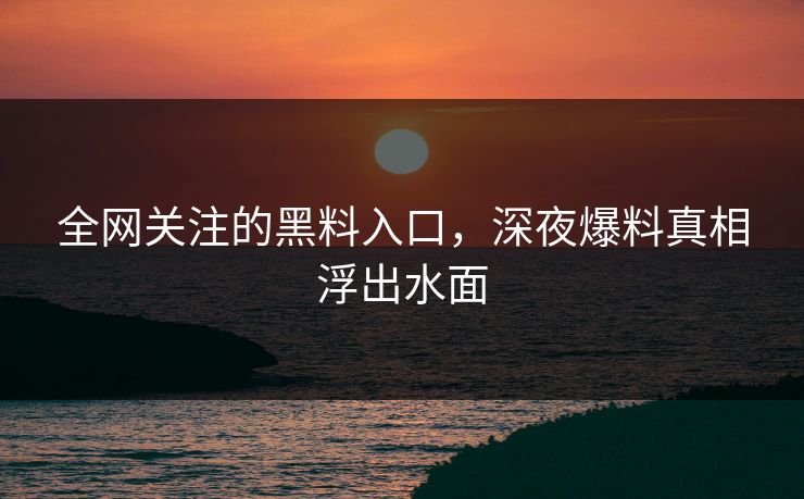 全网关注的黑料入口，深夜爆料真相浮出水面