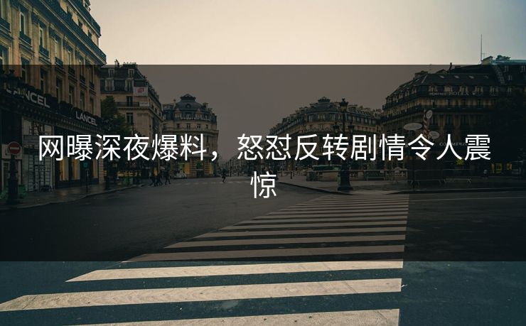 网曝深夜爆料，怒怼反转剧情令人震惊