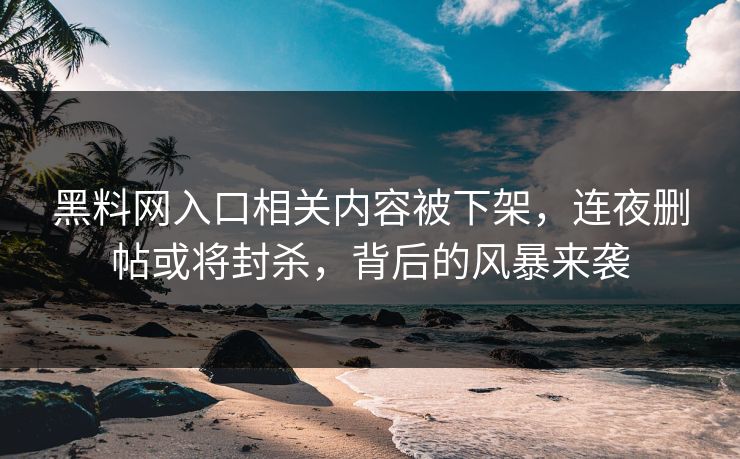 黑料网入口相关内容被下架，连夜删帖或将封杀，背后的风暴来袭