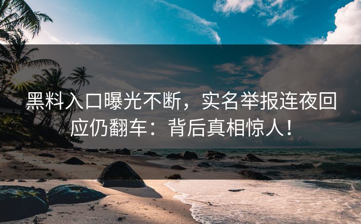黑料入口曝光不断，实名举报连夜回应仍翻车：背后真相惊人！