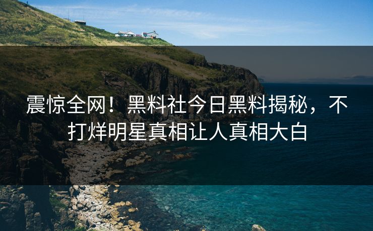 震惊全网！黑料社今日黑料揭秘，不打烊明星真相让人真相大白
