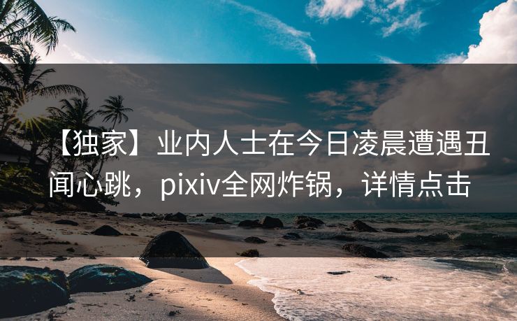 【独家】业内人士在今日凌晨遭遇丑闻心跳，pixiv全网炸锅，详情点击