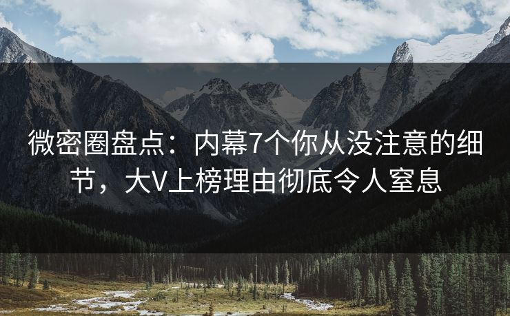 微密圈盘点：内幕7个你从没注意的细节，大V上榜理由彻底令人窒息