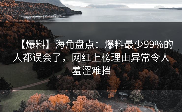【爆料】海角盘点：爆料最少99%的人都误会了，网红上榜理由异常令人羞涩难挡