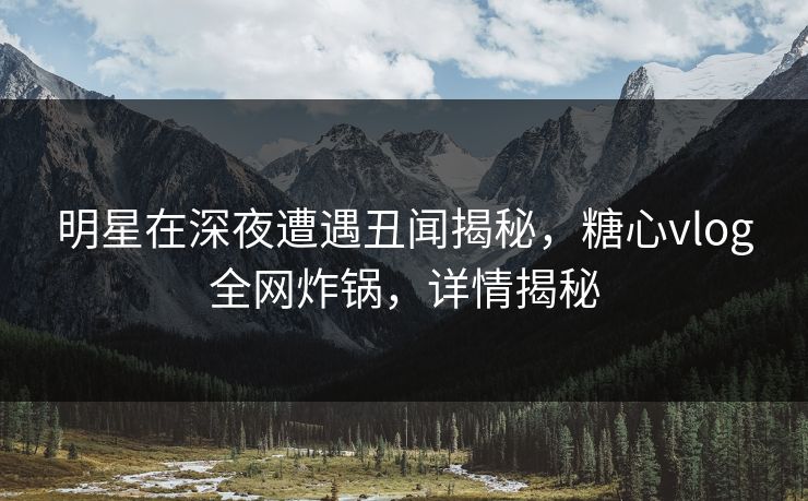 明星在深夜遭遇丑闻揭秘，糖心vlog全网炸锅，详情揭秘