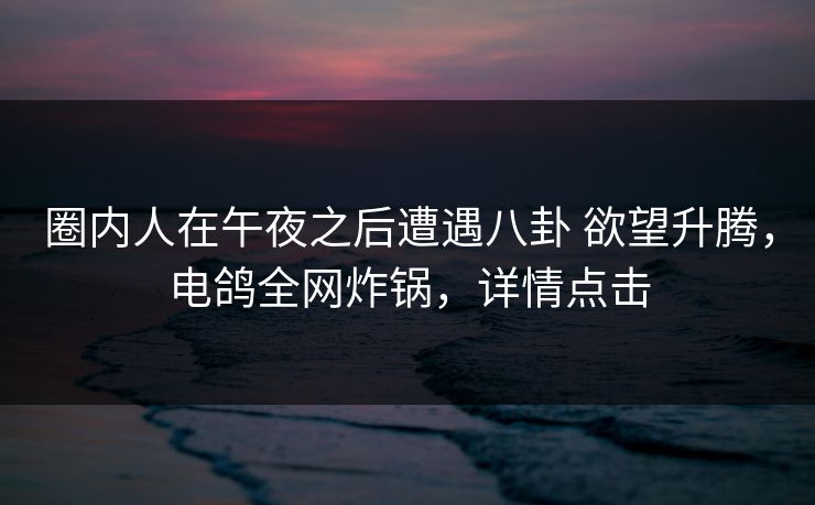 圈内人在午夜之后遭遇八卦 欲望升腾,电鸽全网炸锅,详情点击 圈内人在午夜之后遭遇八卦 欲望升腾,电鸽全网炸锅,详情点击