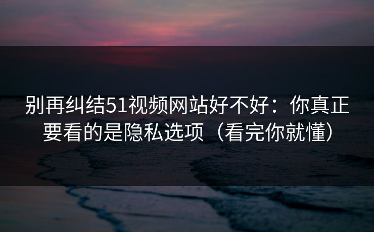 别再纠结51视频网站好不好：你真正要看的是隐私选项（看完你就懂）